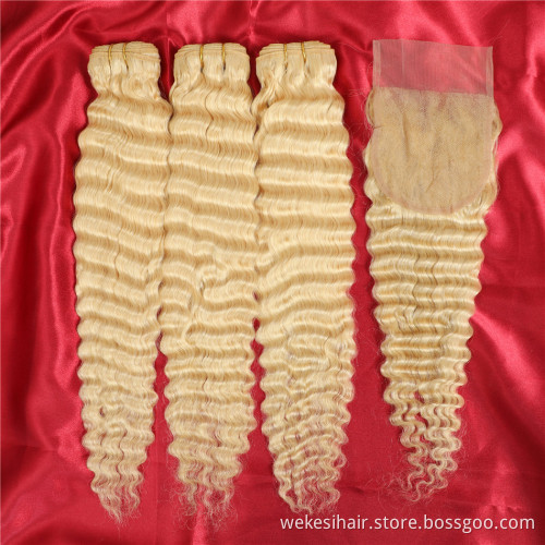 Wholesale Free Sample Top Quality Mink Brazilian Raw Unprocessed Virgin Cuticle Aligned Human Weave Hair Bundles With Closure
